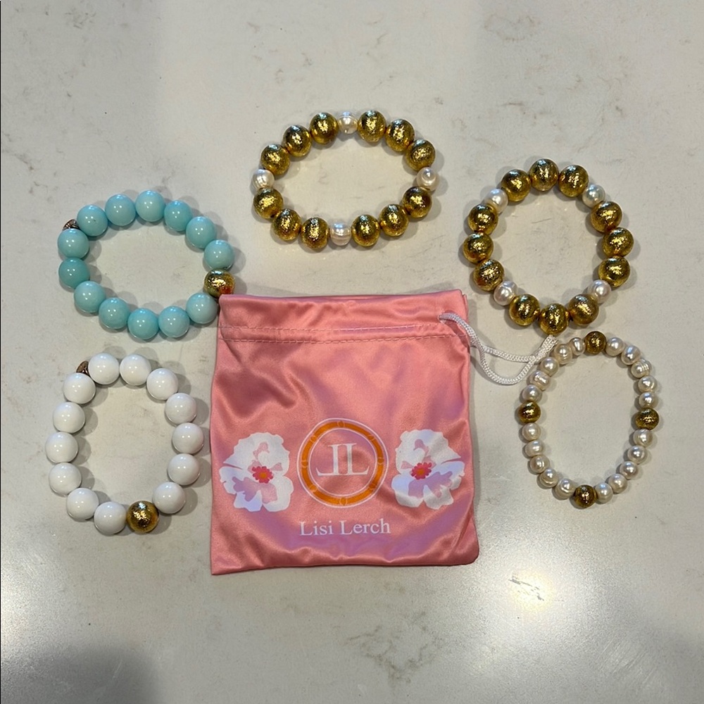 Lisi lerch Bracelet Set - Gold, White, Blue